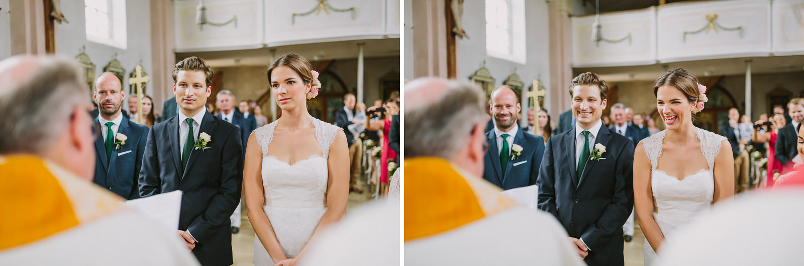 wedding church germany laugh