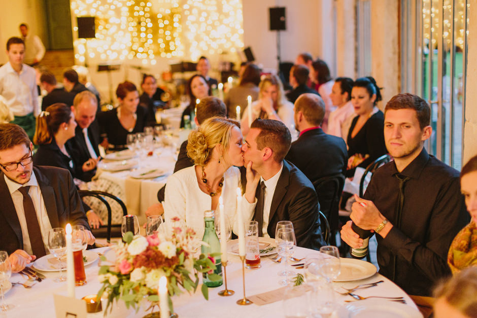 kissing wedding guests austria