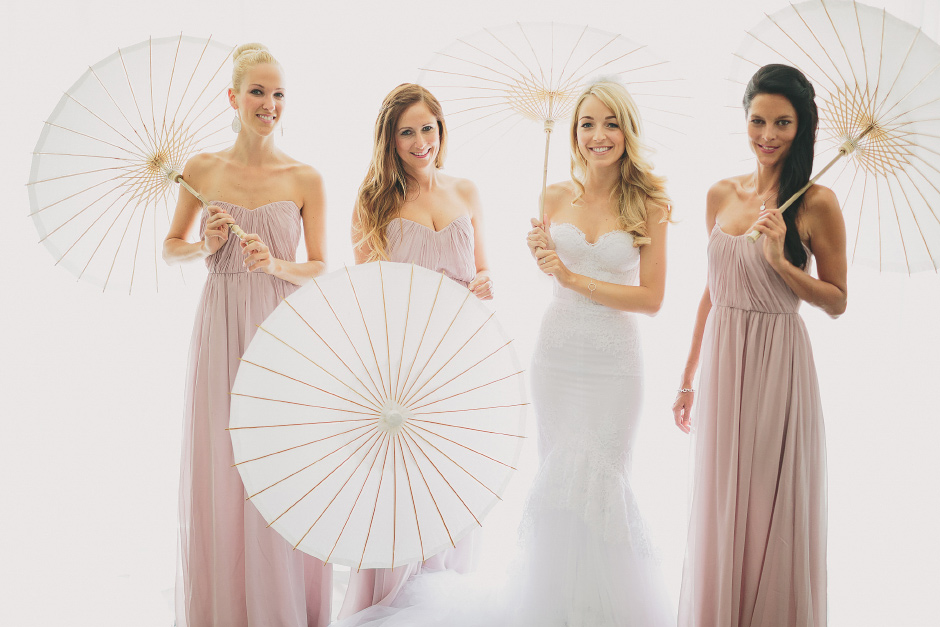 Bridesmaids paper umbrellas 